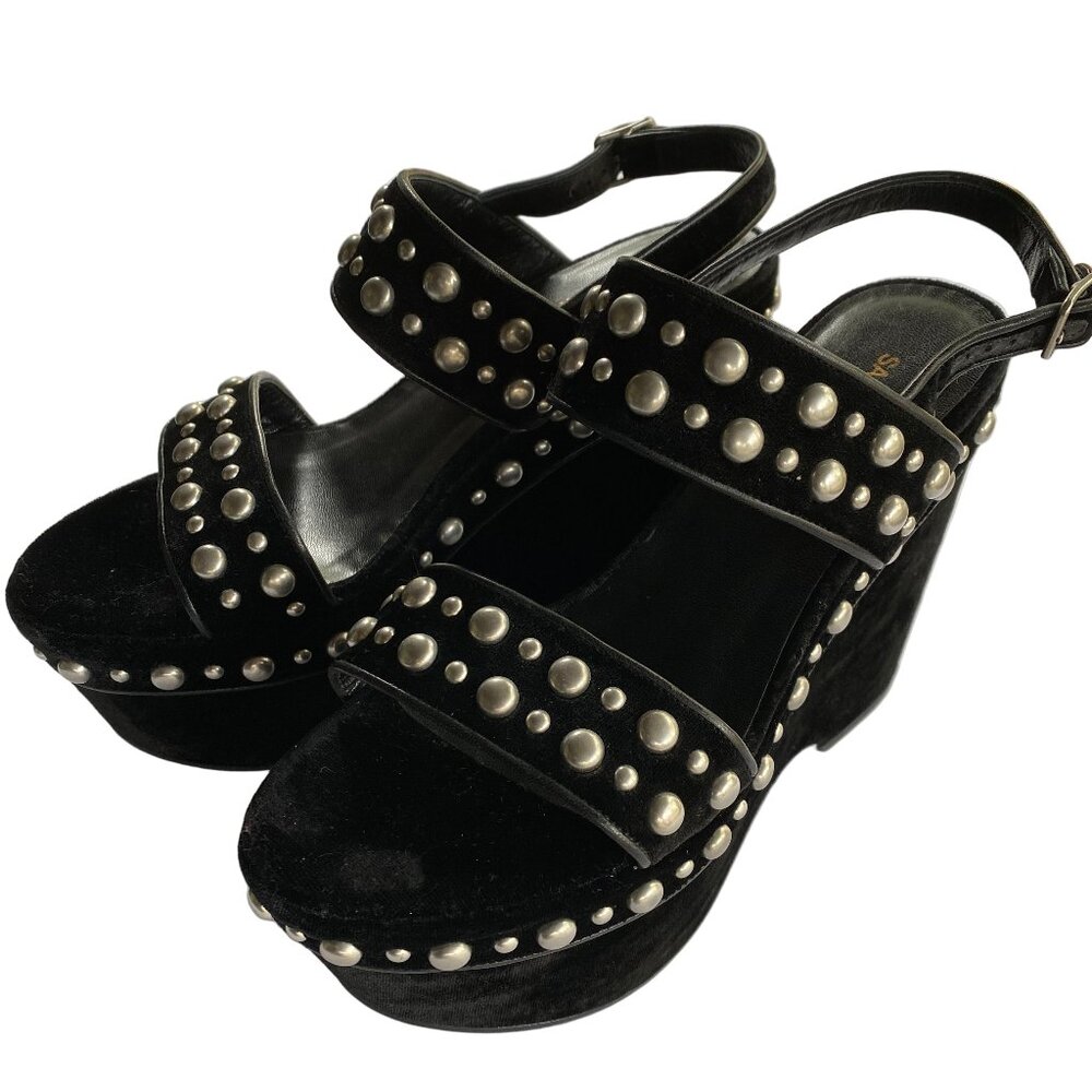 Yves Saint Laurent "Candy" Velvet studded platform sandals EUR 37.5